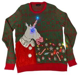 ugly unicorn sweater blizzard bay bojack look christmas holiday light up Men's M